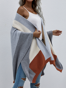 Colorblock Knitted Cardigan Shawl