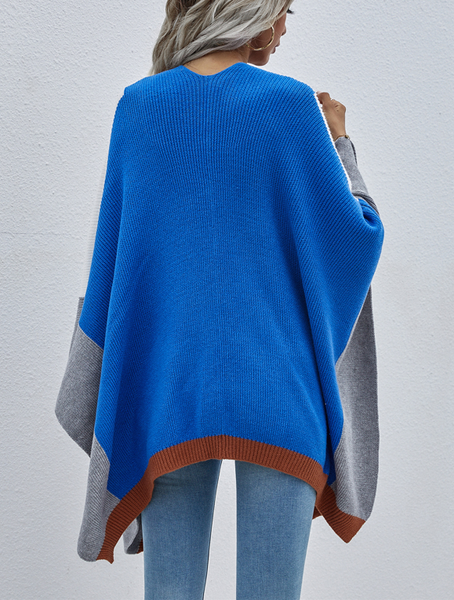 Colorblock Knitted Cardigan Shawl