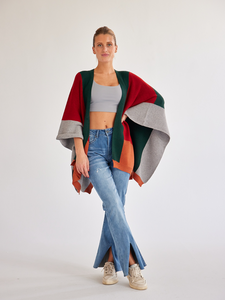 Colorblock Knitted Cardigan Shawl