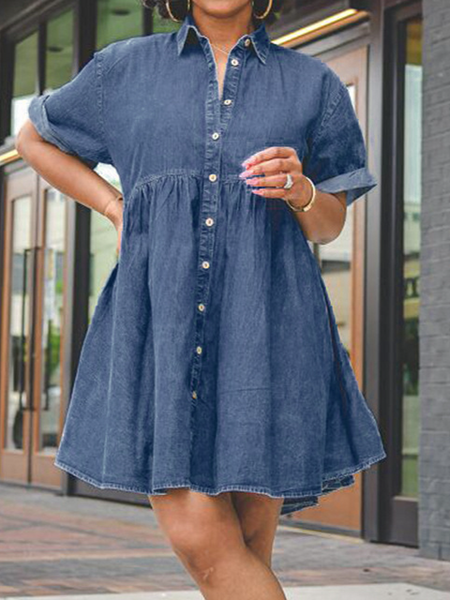 Fashion washed puff dresses, denim dresses