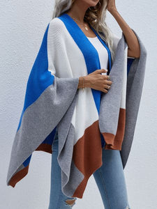 Colorblock Knitted Cardigan Shawl