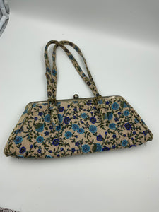 Vintage embroidered handbag. Blue.